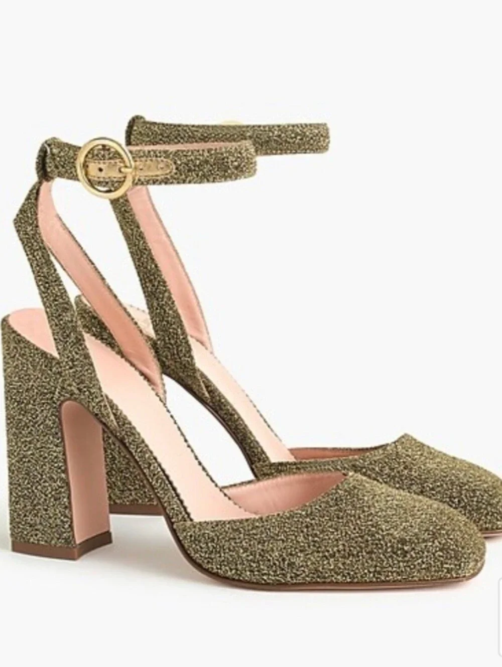 J.Crew Harlow Ankle-Strap Pumps In Magic Lurex Metallic Gold Size 10